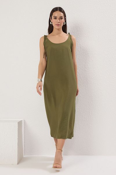 Trendyol Collection Khaki Plain Midi Woven Dress Twoss23El00413