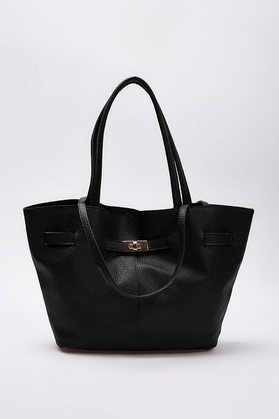 TRENDYOL SHOES Schwarzer Griff und Kreuzriemen Maxi Tote Damen Umhängetasche TAKSS25OC00030