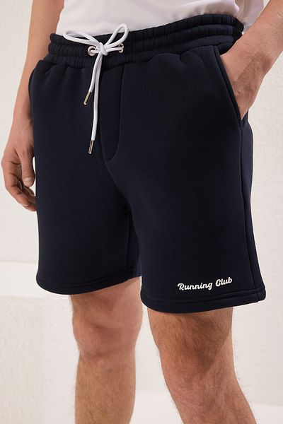 Trendyol Collection Sötétkék normál/normál szabású vastag/belső polár dombornyomott rövidnadrág TMNSS25SR00011