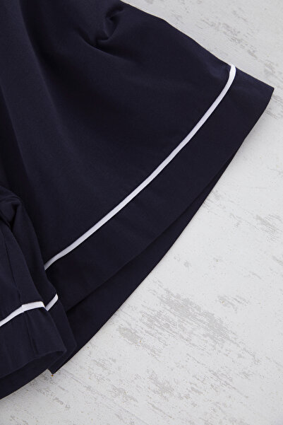 Trendyol Curve Sötétkék pántos, részletes rövidnadrág kötött pizsama szett TBBSS25AI00110