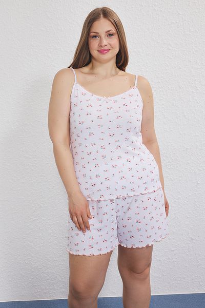 Trendyol Curve Multicolored Floral Patterned Camisole Knitted Pajamas Set Tbbss25Ai00115