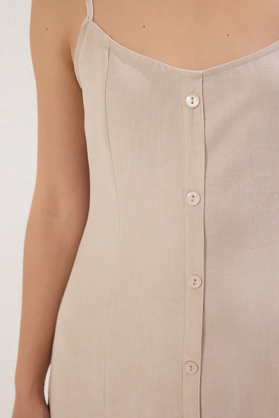 Trendyol Collection Stone Button Midi Woven Shirt Dress Twoss25El00286