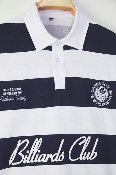 Kolekcia Trendyol Námornícka modrá Oversize Line tlačené vyšívané polo 100% bavlna TMNSS25PO00014