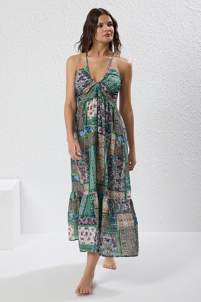 Trendyol Collection Ethnic Pattern Woven 100% Cotton Beach Dress Tbess25El00110