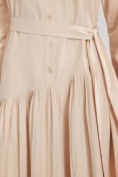Trendyol Modest Gewebtes Kleid aus plissiertem Popeline mit Steinen TCTSS25EB00139