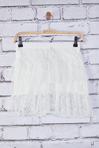 Edit by Trendyol Біла мереживна міні-спідниця з оборками TEDSS25ET00002