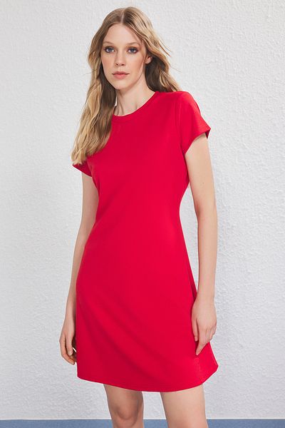 Trendyol Collection Red a Line/A-Line Cutout Mini Knitted Dress Twoss25El00781