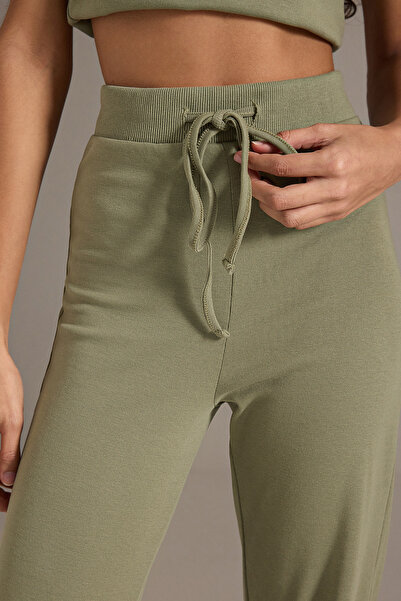 Trendyol Collection Khaki színű, testhezálló, rugalmas kötött alsó - felső szett TWOSS25AU00053