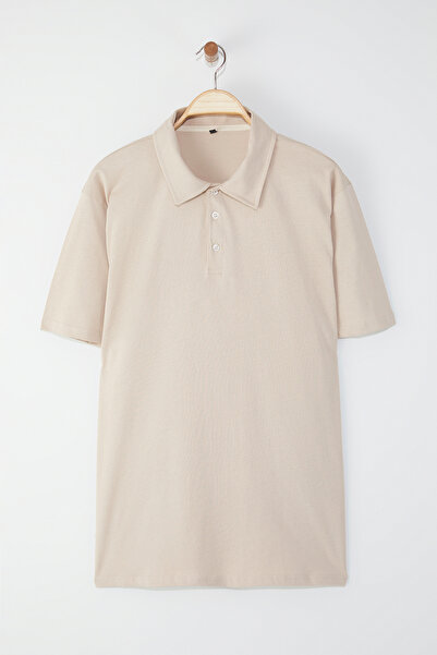 Trendyol Collection Stone Plus Size Regular/Normal Cut 100% Cotton Single Jersey Polo Neck T-Shirt Tmnss25Bp00005