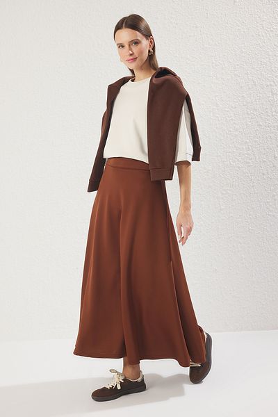 Trendyol Modest Καφέ Φούστα Godeli Πλεκτή Φούστα TCTAW25EE00009