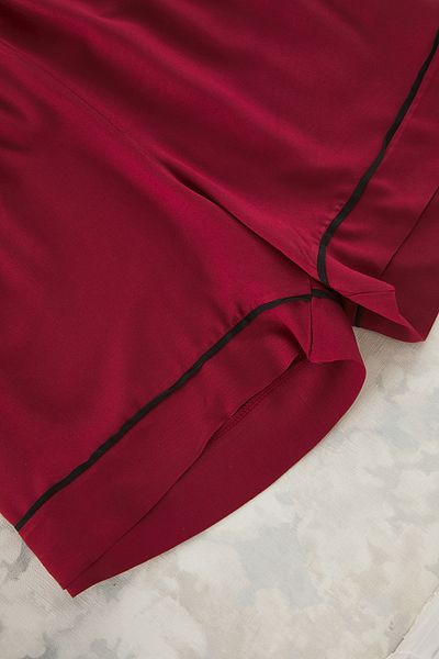 Trendyol Curve Burgundy Piping Detailed Viscose Woven Pajamas Set Tbbss25Ai00016