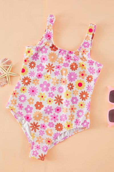 TRENDYOLKIDS Ecru Floral Strap Mädchen Badeanzug TKDSS25MA00003