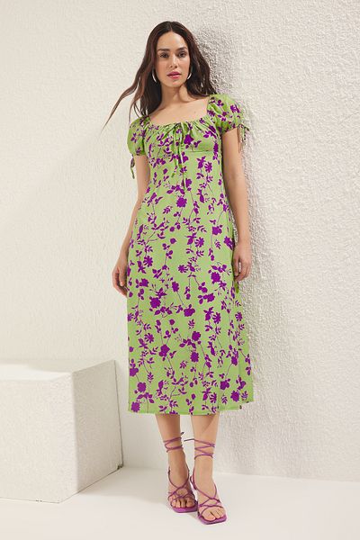 Trendyol Collection Πράσινο ίσιο μάξι υφαντό φόρεμα TWOSS25EL00662