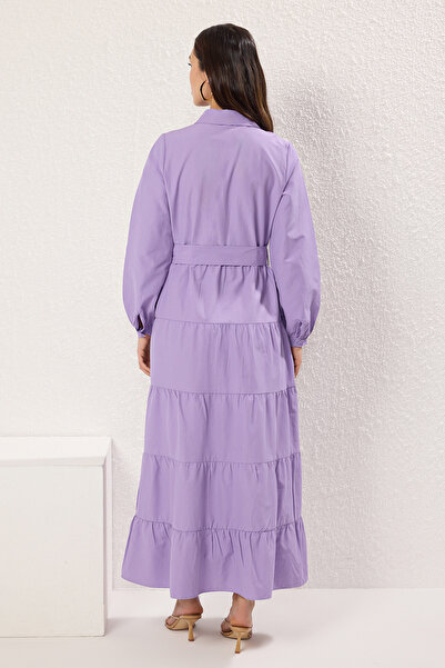 Trendyol Modest Lilac Cotton Summer Fabric Skirt Layered Woven Dress Tctss25Eb00112