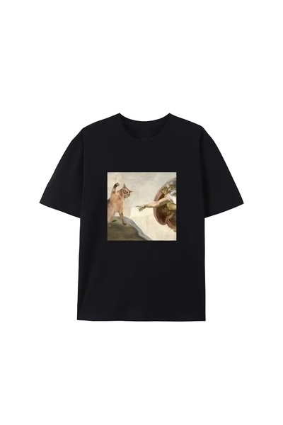 l'eivor Tricou unisex din bumbac cu imprimeu Funny Cat Pose