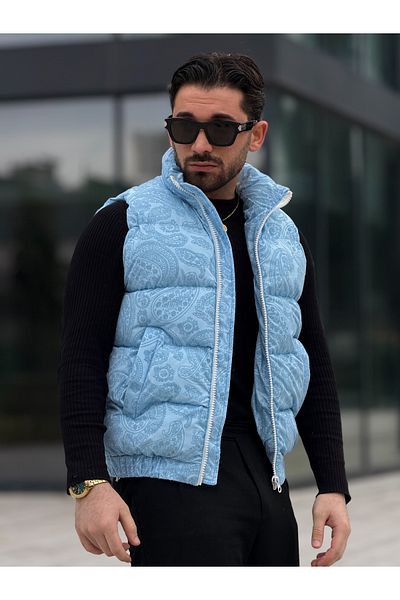 MİS MODA Men's flock printed puffer vest