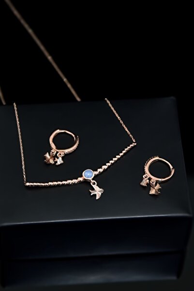 Papatya Silver 925 Ayar Gümüş Rose Kaplama Top Motifli Lila Ay Taşı Kırlangıç...