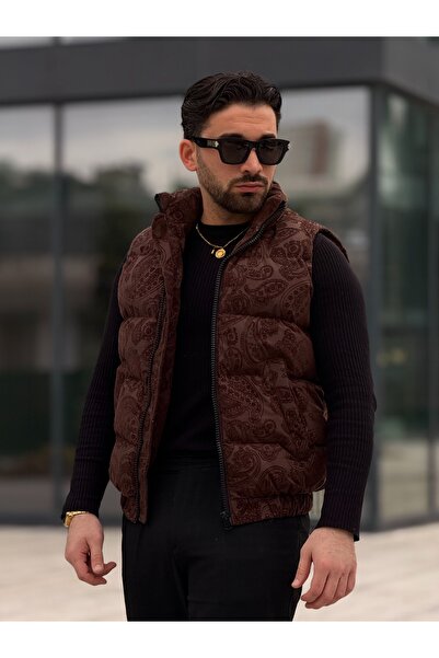 MİS MODA Men's flock printed puffer vest