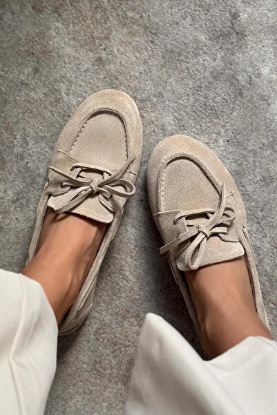 shopcolic 1064 HAKİKİ DERİ SÜET MANGOMOD KADIN LOAFER BABET