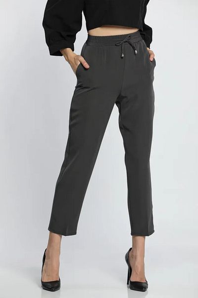 memetti m şekil Women's Large Size Dark Gray Carrot Leg Trousers