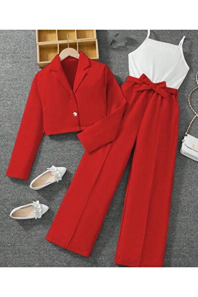 shop Kız çocuk şık tasarım 2 li kombin ceket pantolon çıt kapamalı