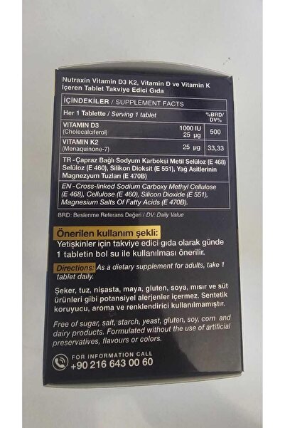 Nutraxin D3K2 120 Tablet 2 Adet