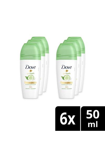 Dove مزيل عرق رول أون مضاد للتعرق برائحة الخيار والشاي الأخضر من جو فريش، 50 مل × 6
