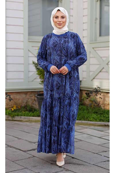Pamuk Butik Γυναικείο φόρεμα σιφόν με μοτίβο σάλι Hijab