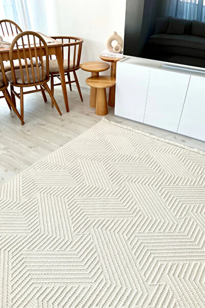 Apex Havana 8591 Ekru Iskandinav Desen Dekoratif Modern Bukle Halı