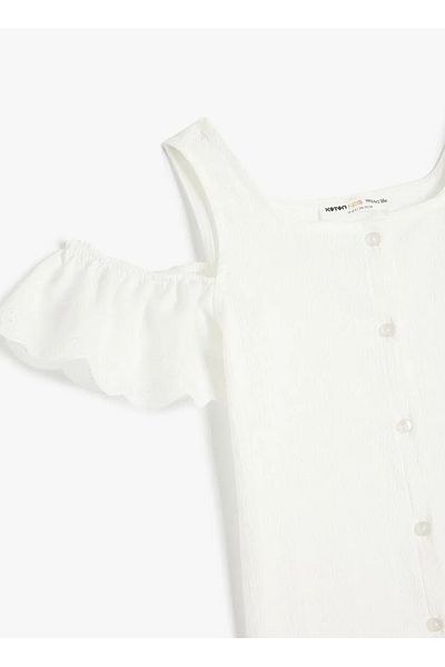 Koton Plain White Girl Blouse 5Skg60014Ak