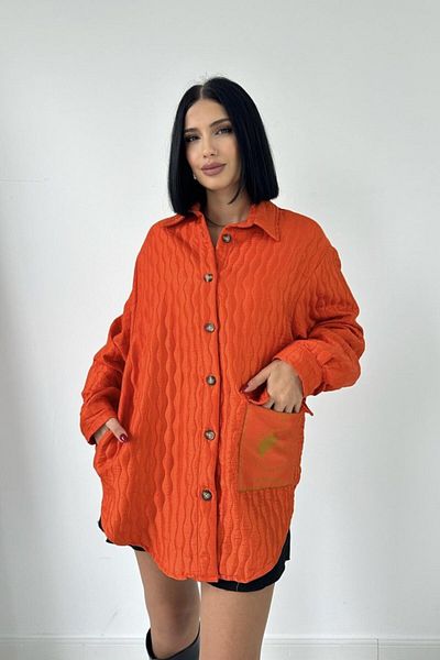 modaserdem Orange Pocket Quilted Shirt
