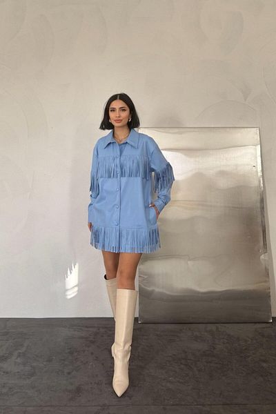 modaserdem Blue Tasseled Leather Shirt