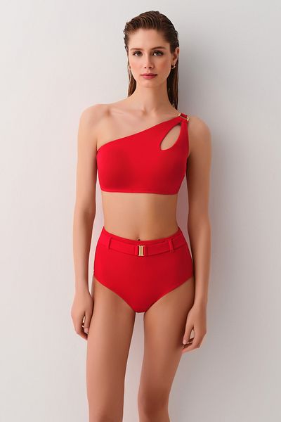 SUWEN One Shoulder Accessory Bralette Bikini Top
