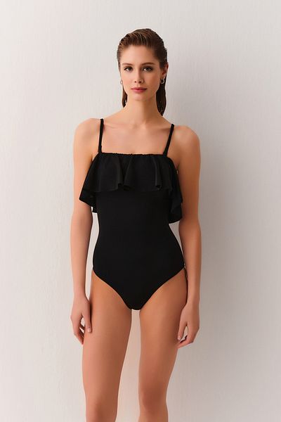SUWEN Frilled Strapless Swimsuit