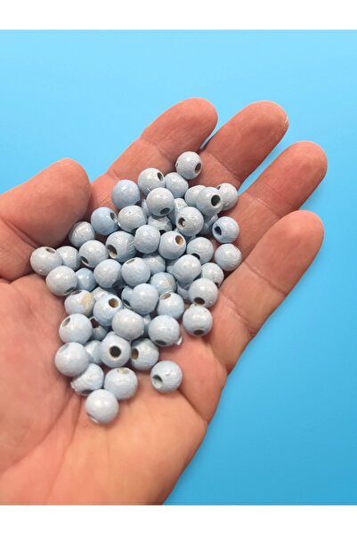Flea Market 8 мм бебешко сини дървени мъниста - 300 броя