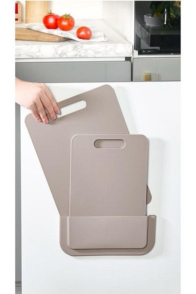 Bayev Cutting Board Set with Cutting Stand - Adhesive Stand and 2 Pieces Plastic Cutting Board