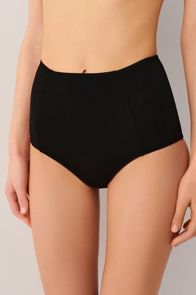 SUWEN High Waist Pleated Bikini Bottom