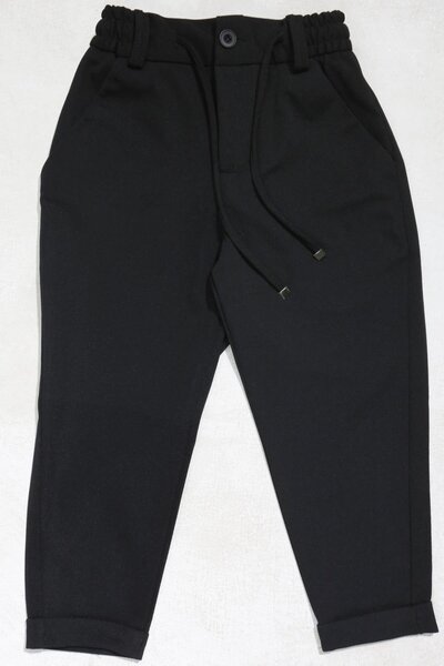 ASG TEKSTİL Черни панталони с регулируема талия и еластична лента, с тясна кр...