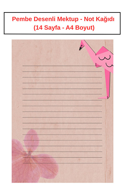 Organik Yolda Pembe Desenli Mektup Not Kağıdı  (14 Sayfa A4 Boyut)
