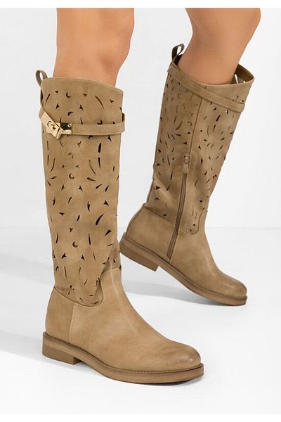 B T Shoes Cizme fara toc Florina kaki