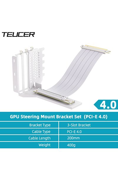 Choice حامل تثبيت عمودي لبطاقة الرسومات PCI-E4.0 WH-20CM TEUCER L-Z3 PCI-E3.0 200 مم PCI-E 4.0 x16 Ex
