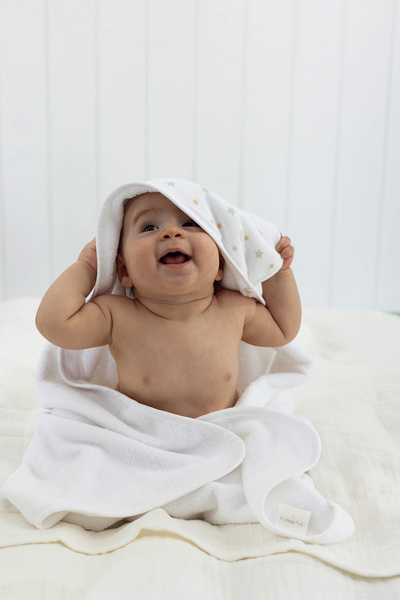 İrya Dreamer Organik Pamuk Müslin Bebek Kundak Havlu Beyaz 75x75