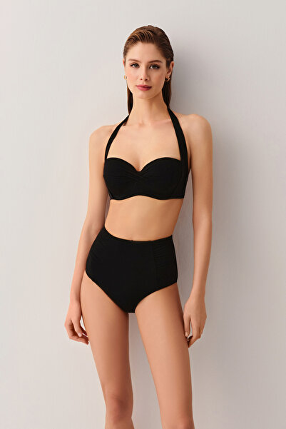 SUWEN Yüksek Bel Pileli Bikini Alt