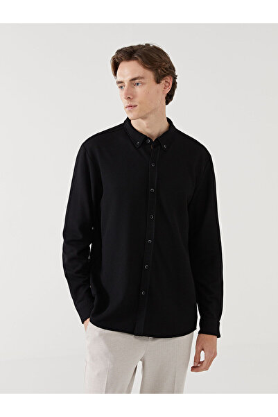 LC Waikiki Nevavm Slim Fit Long Sleeve Men's Textured Shirt with Difference