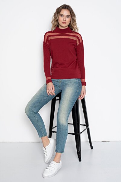 Irmak Kerekli بلوزة تريكو شفافة مخططة 1107