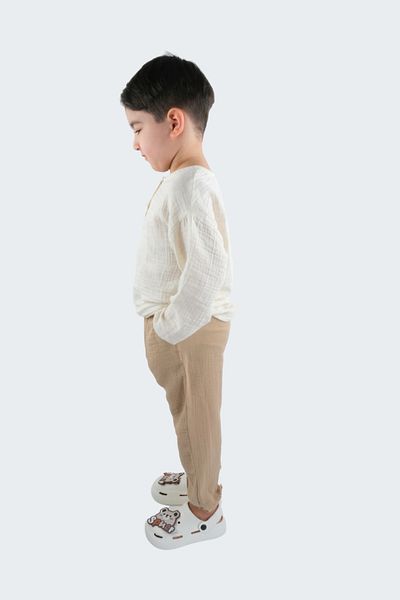 ÇİTİL Boy's Long Sleeve Muslin Bottom Top 2 Piece Set 2-8 Years
