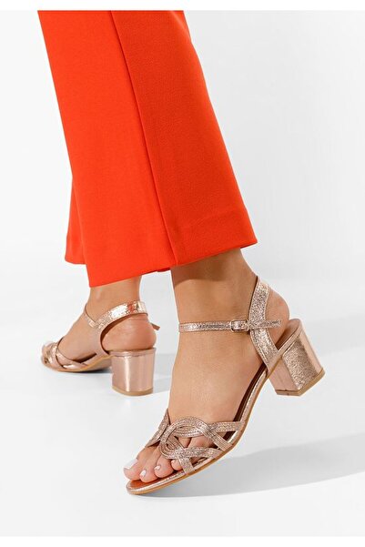 B T Shoes Sandale cu toc gros Myla champagne