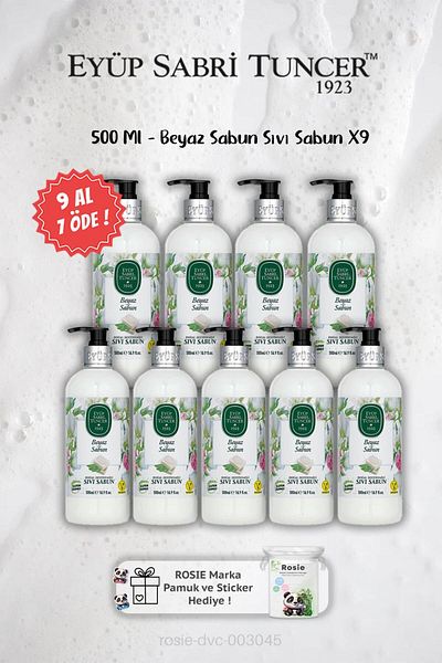 Eyüp Sabri Tuncer Buy 9 Pay 7, 500 ml White Soap Liquid Soap and Rosie Gift