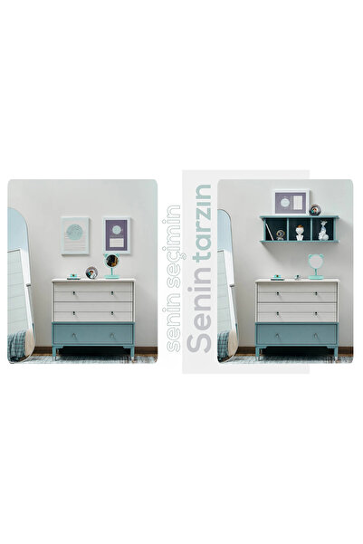 Lajivert Marin Çocuk Odası (3 Kapaklı Dolap + 90*190 Montessori + Şifonyer)