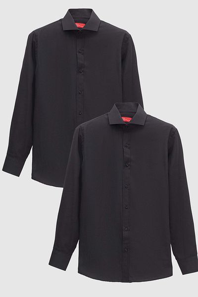 D'S Damat Риза от 2 части с черна италианска яка Ds Damat Slim Fit, лесно гладене